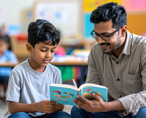 Reading Tutors Richmond providing one-on-one phonics and sight word instruction to a child