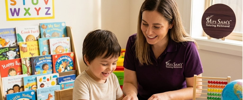 Tutoring Services Richmond session helping child prepare for kindergarten with tutor guidance