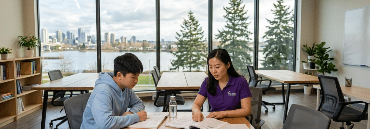 SAT tutoring Richmond session with a student reviewing practice test mistakes with a tutor.